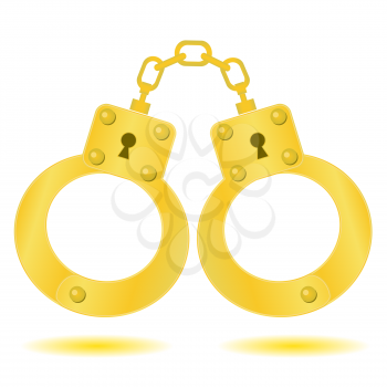 colorful illustration  with gold handcuffs on white background