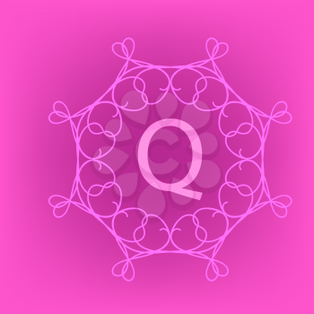 Simple  Monogram Q Design Template on Pink  Background