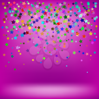 Set of Colorful Stars on Soft Pink Background. Starry Pattern