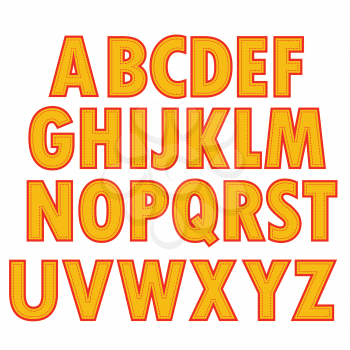 Yellow Textile Alphabet Isolated on White Background