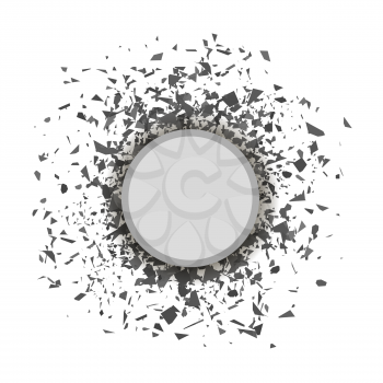 Grey Confetti Round Banner Isolated on White Background. Set of Particles.