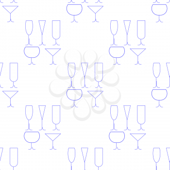 Wine Glasses Seamless Pattern. Set of Different Wine Glasses Isolated on White Background