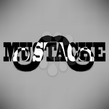 Mustache Silhouette Icon Isolated on Grey Background.