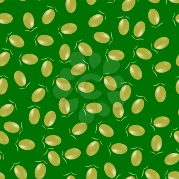 Olive Seamless Pattern on Green. Food Background.