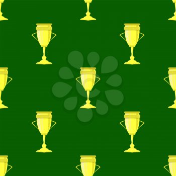 Gold Award Icon Isolated on Green Background. Sport Seamless Pattern