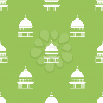Capitol Icon Seamless Pattern Isolated on Green Background