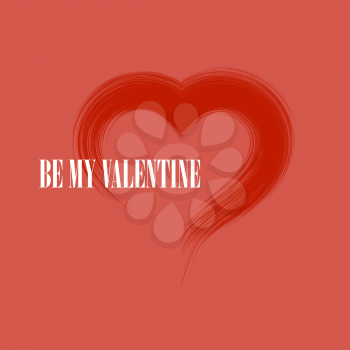 Be My Valentine Romantic Banner with Grunge Heart on Red Background.