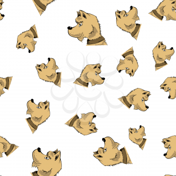 Head of Dog Seamless Pattern Isolated on White Background