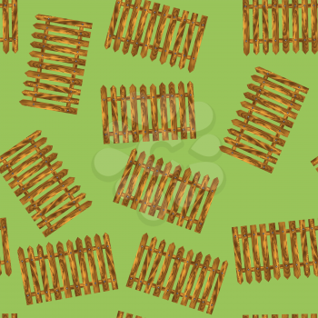 Wood Fence Seamless Pattern on Green Background