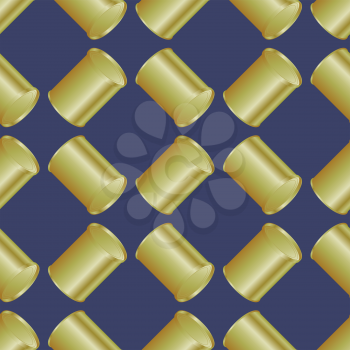 Metal Cans Seamless Pattern on Blue Background
