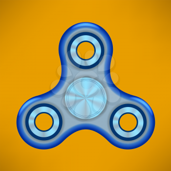Fidget Finger Spinner Icon Isolated on Orange Background. Modern Stress Relieving Toy