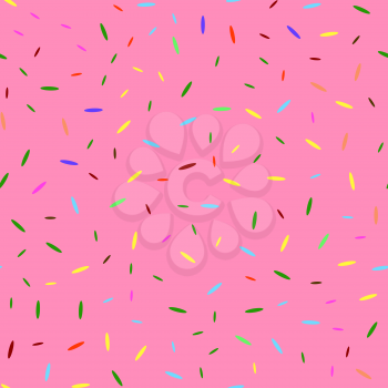 Sweet Donut Pink Texture. Glaze and Colored Sprinkles Seamless Pattern