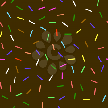 Sweet Donut Chocolate Texture. Glaze and Colored Sprinkles Seamless Pattern