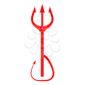 Red Trident for Devil Isolated on White Background.