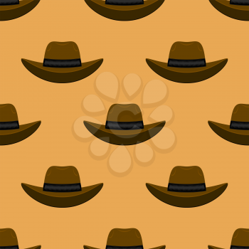 American Hat Icon Isolated on Orange Background. Seamless Pattern.