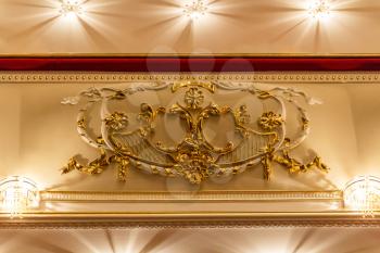 Classic decorative gypsum ornament on the ceiling