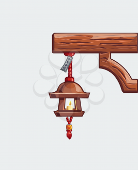 Royalty Free Clipart Image of an Old Light With a Candle