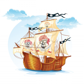 Royalty Free Clipart Image of a Pirate Ship