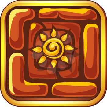 Icon of bricks and sun symbol to computer game