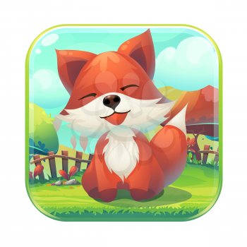 Feed the fox GUI match 3  icon - cartoon stylized vector illustration