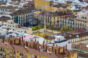Plaza de Merced (Merced square) in Malaga, Andalucia, Spain. View from  Gibralfaro castle.
