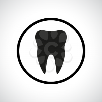 Tooth icon. Black flat symbol in a circle.