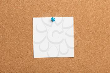 Blank white note paper on cork board rectangular format