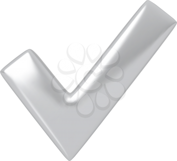 Silver check mark. Highly detailed vector illustration.
