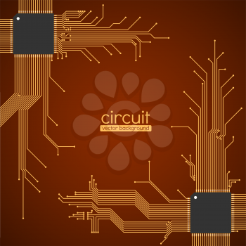 Circuit board vector background, brown color scheme.