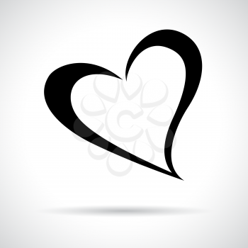 Heart icon. Black flat symbol in a circle. Love concept