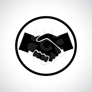 Handshake. Black flat icon in a circle. Business, agreement, meeting and congratulating concept.