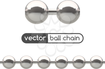Seamless silver ball chain with lock isolated on white.