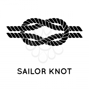Sailor knot. Nautical rope infinity sign. Single flat icon with shadow. Tying the knot. Graphic design element for wedding invitations, baby shower, birthday card, scrapbooking, logo etc. 
