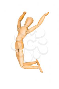 Jumping mannequin doll, isolated on white background