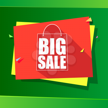 Big sale and special offer origami paper banner. Great bright background for your offers, promotional posters, advertising shopping flyers and discount banners. Vector speech bubble