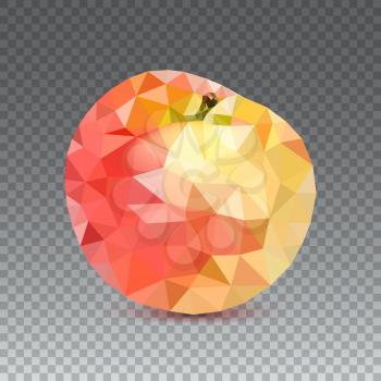 Low-poly triangular apple, 3D illustration. apple in a geometric style from triangles isolated on transparent background.