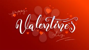 Valentine day. Holidays lettering, hand-drawn calligraphy. Greetings with design of text in vintage style on red background. Vector illustration, eps10
