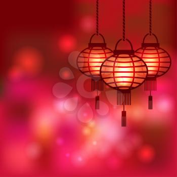 Chinese lantern blurred  background - vector illustration. eps 10