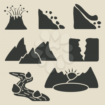 set of mountains icons - vector illustration