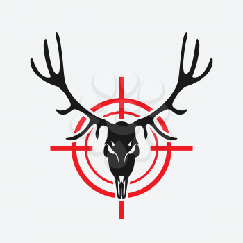 deer skull on red target. hunting club design. vector illustration - eps 8