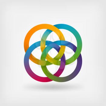 four interlocked rings in rainbow colors. vector illustration - eps 10