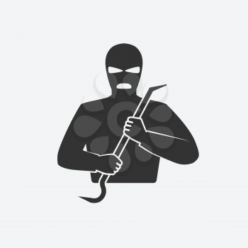 burglar in mask with crowbar vector illustration - eps 8