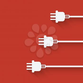 three plugs on red background. vector illustration - eps 10
