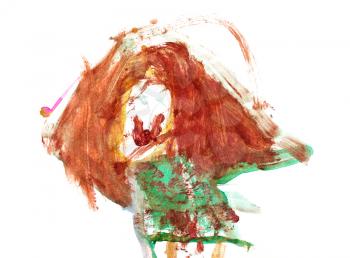childs drawing - abstract girl with golden hair