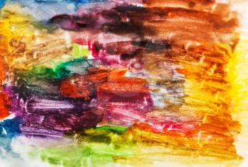 childs painting - palette with bright textured gouache brush strokes
