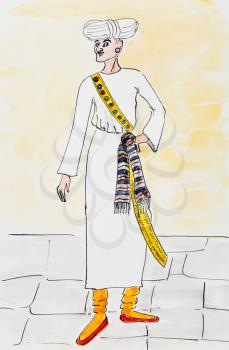 historical clothes - medieval Arabic traditional male costume stylized under Persian miniatures