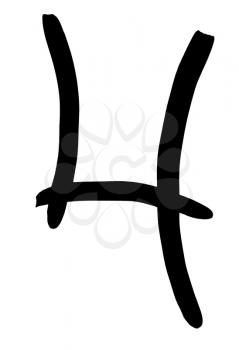 Arabic numeral 4 hand written in black ink on white background