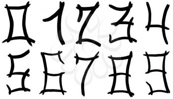 set of Arabic numerals hand written by black ink on white background