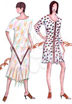 model of woman clothing - two elegant summer dresses