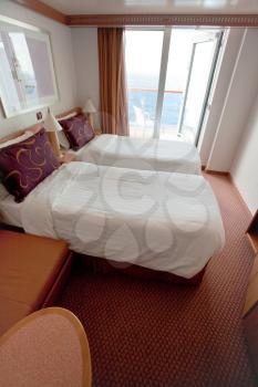 interior of hotel room on cruise liner - two bed room 